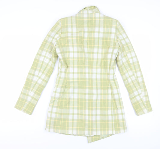 ASOS Women's Green Check Double-Breasted Blazer Size 6
