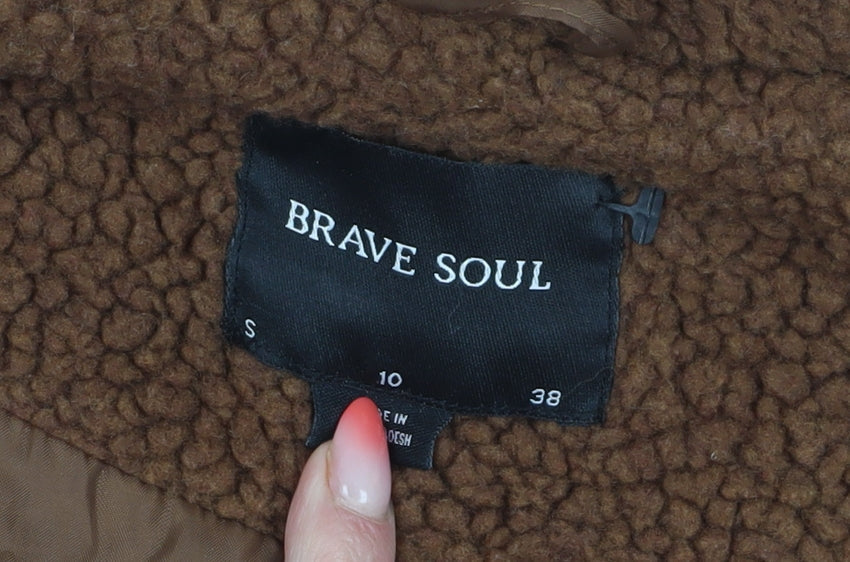 Womens UK Size 10 Brave Soul Brown Overcoat