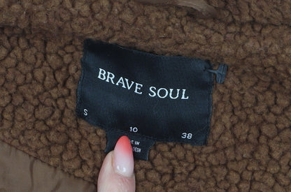 Womens UK Size 10 Brave Soul Brown Overcoat