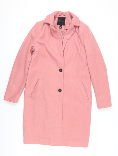 New Look Women's Pink Long Overcoat Size 6