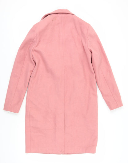 New Look Women's Pink Long Overcoat Size 6