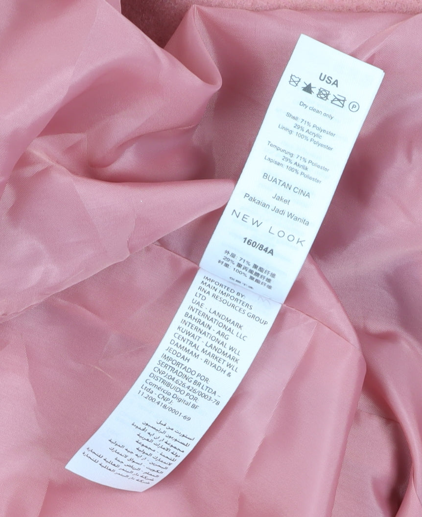 New Look Women's Pink Long Overcoat Size 6