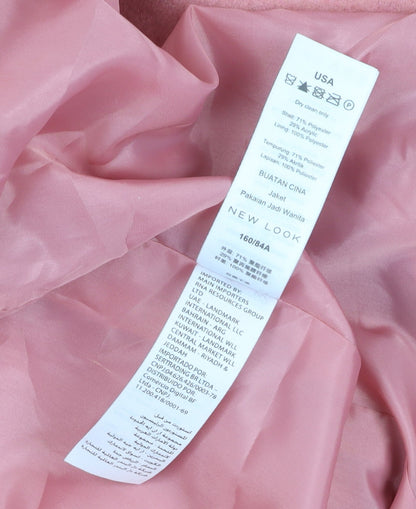 New Look Women's Pink Long Overcoat Size 6