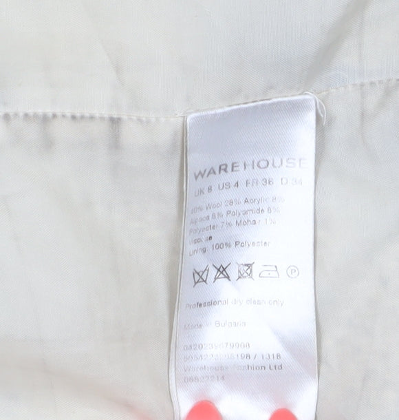 Womens UK Size 8 Warehouse Multicoloured Overcoat