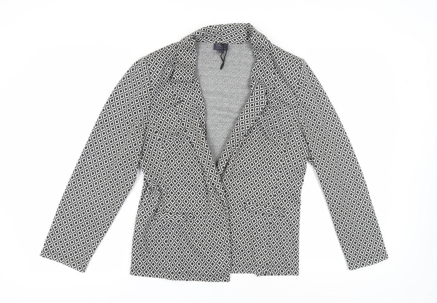 Marks and Spencer Women's Black Geometric Suit Jacket Size 16