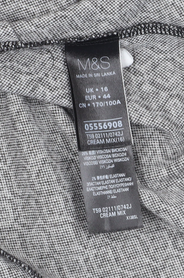 Marks and Spencer Women's Black Geometric Suit Jacket Size 16