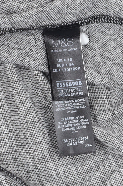 Marks and Spencer Women's Black Geometric Suit Jacket Size 16