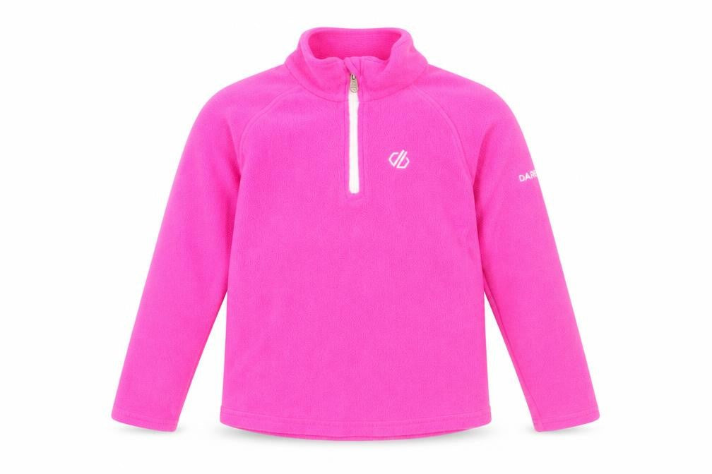 Front view of Dare 2b girls’ pink fleece sweatshirt 7-8 years pullover