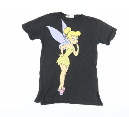 Zara Girls Black Tinker Bell Graphic T-Shirt Size 122