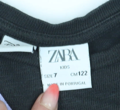 Zara Girls Black Tinker Bell Graphic T-Shirt Size 122