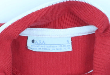 Zara Girls Red Polo Sleeveless Cotton Top - 5 Years