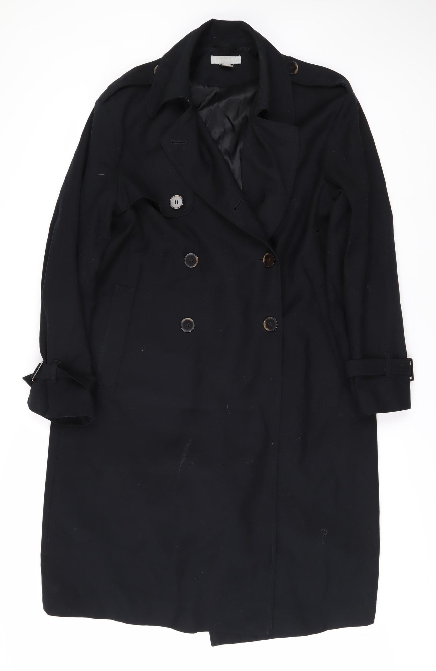 Womens UK Size 6 H&M Black Trench Coat Coat