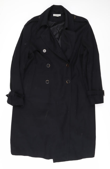 Womens UK Size 6 H&M Black Trench Coat Coat
