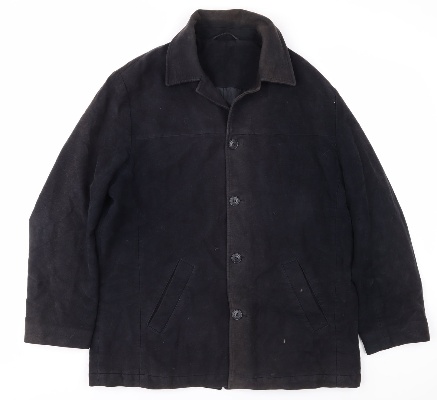 Baker Street Men's Black Overcoat, Medium, Cotton, Casual