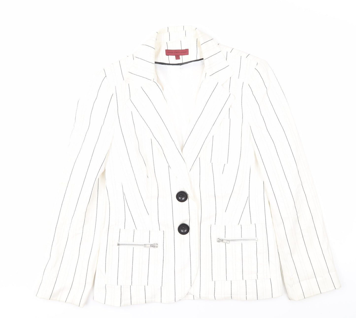 John Richmond Women’s White Pinstripe Suit Jacket Size 12