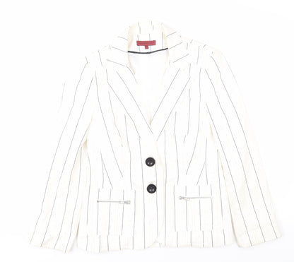 John Richmond Women’s White Pinstripe Suit Jacket Size 12