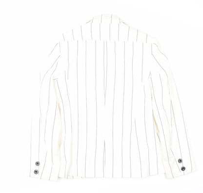 John Richmond Women’s White Pinstripe Suit Jacket Size 12