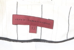 John Richmond Women’s White Pinstripe Suit Jacket Size 12