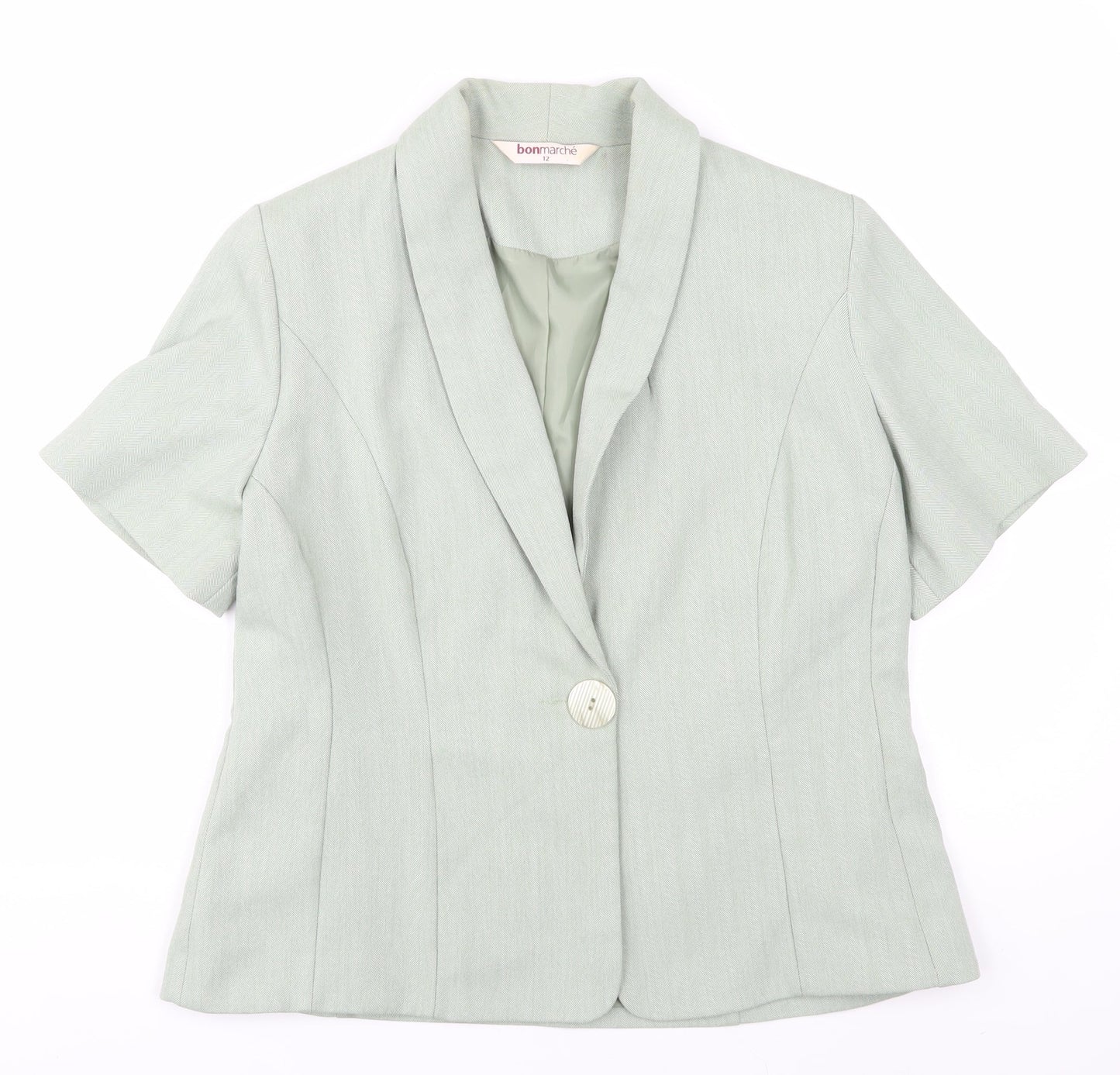Bonmarché Women's Green Blazer Size 12 Herringbone Lined