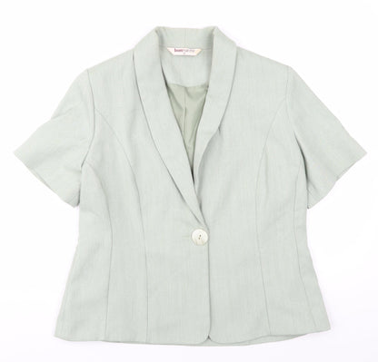 Bonmarché Women's Green Blazer Size 12 Herringbone Lined