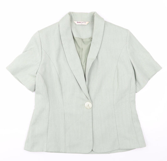 Bonmarché Women's Green Blazer Size 12 Herringbone Lined