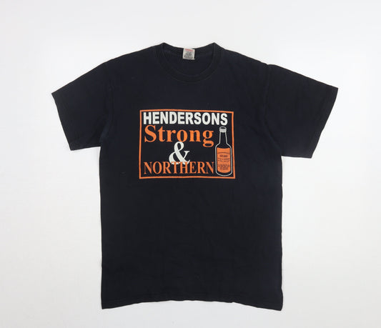 Mens UK Size S Fruit of the Loom Black  T-Shirt