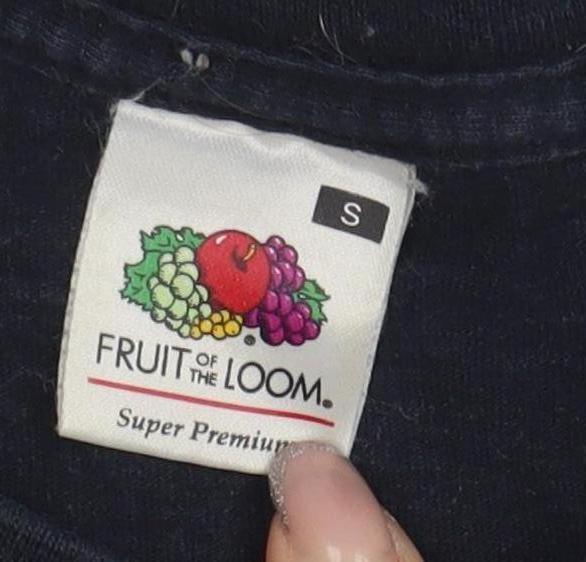 Mens UK Size S Fruit of the Loom Black  T-Shirt