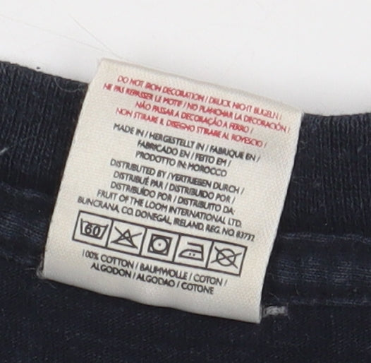 Mens UK Size S Fruit of the Loom Black  T-Shirt