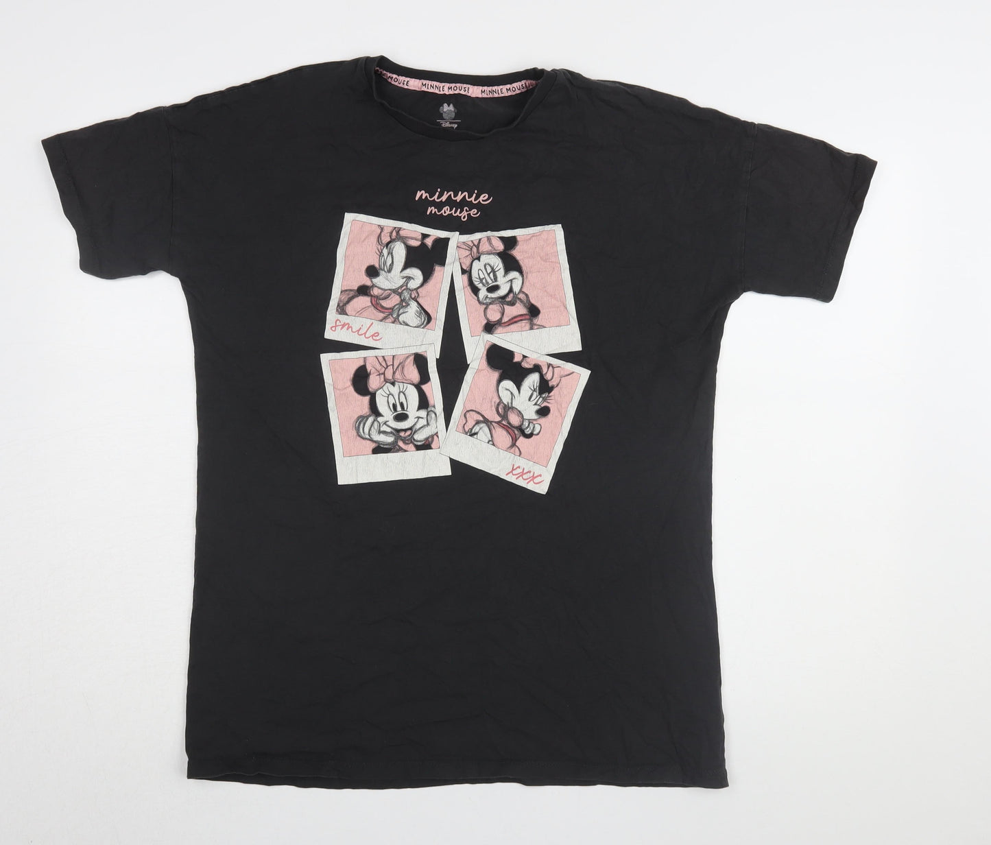 Womens UK Size S Disney Black Basic T-Shirt