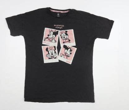 Womens UK Size S Disney Black Basic T-Shirt