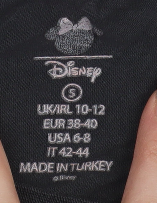 Womens UK Size S Disney Black Basic T-Shirt