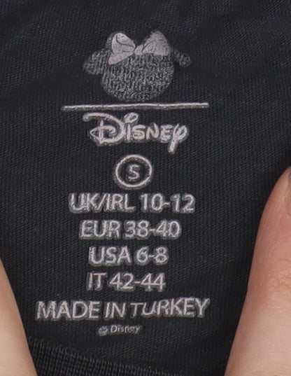 Womens UK Size S Disney Black Basic T-Shirt
