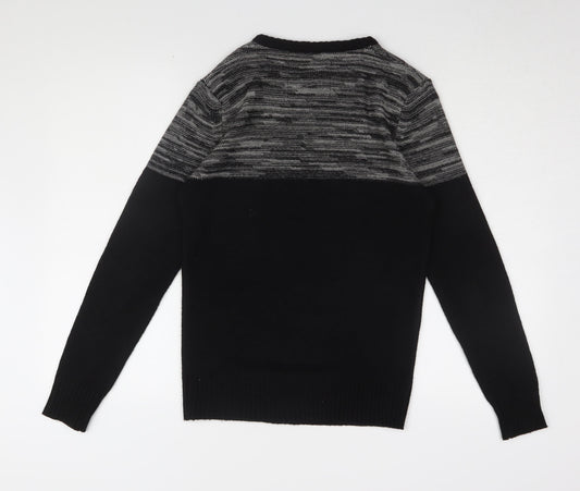 Brave Soul Men's Black XXS Pullover Jumper Crew Neck