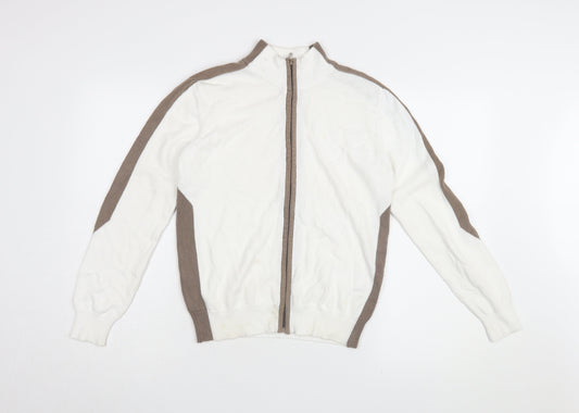Womens UK Size S Glenmuir White Full Zip Jumper