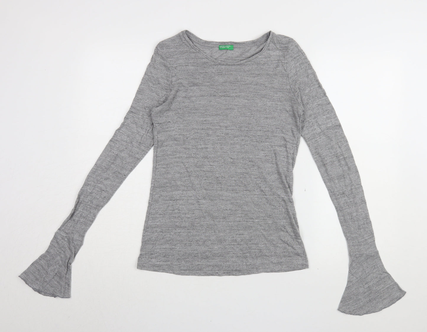Womens UK Size S United Colors of Benetton Grey Basic T-Shirt