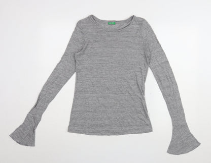 Womens UK Size S United Colors of Benetton Grey Basic T-Shirt