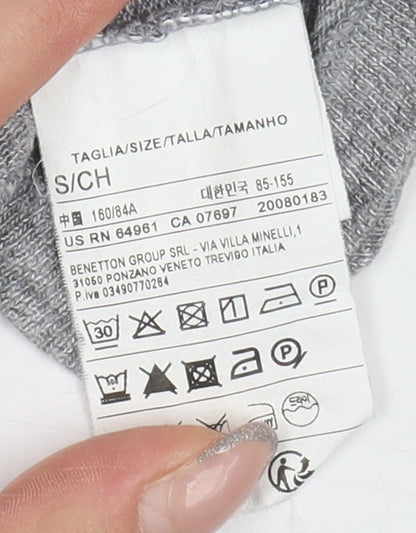 Womens UK Size S United Colors of Benetton Grey Basic T-Shirt