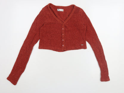 Womens UK Size XS Hollister Red Cardigan Jumper