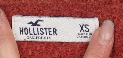 Womens UK Size XS Hollister Red Cardigan Jumper