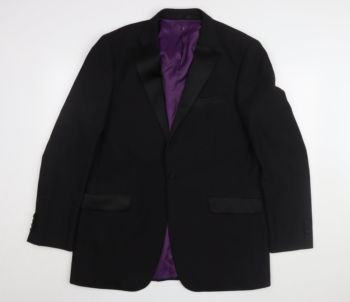 Mens UK Size 42 Charlton Gray Regular Black Suit Tuxedo