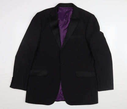 Mens UK Size 42 Charlton Gray Regular Black Suit Tuxedo