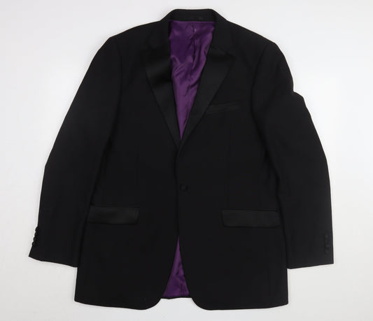 Mens UK Size 42 Charlton Gray Regular Black Suit Tuxedo