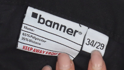Banner Men's Black Dress Pants, Size 34, Workwear