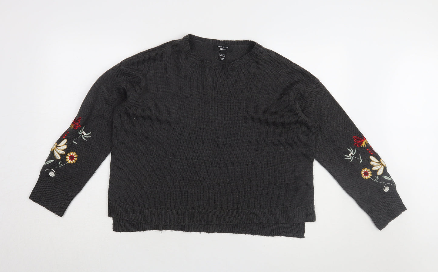New Look Girls Black Embroidered Pullover Jumper, 14-15 Years