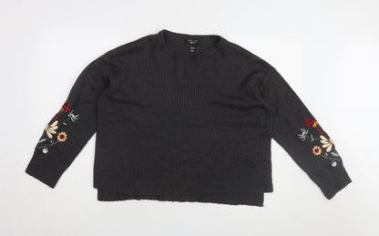 New Look Girls Black Embroidered Pullover Jumper, 14-15 Years