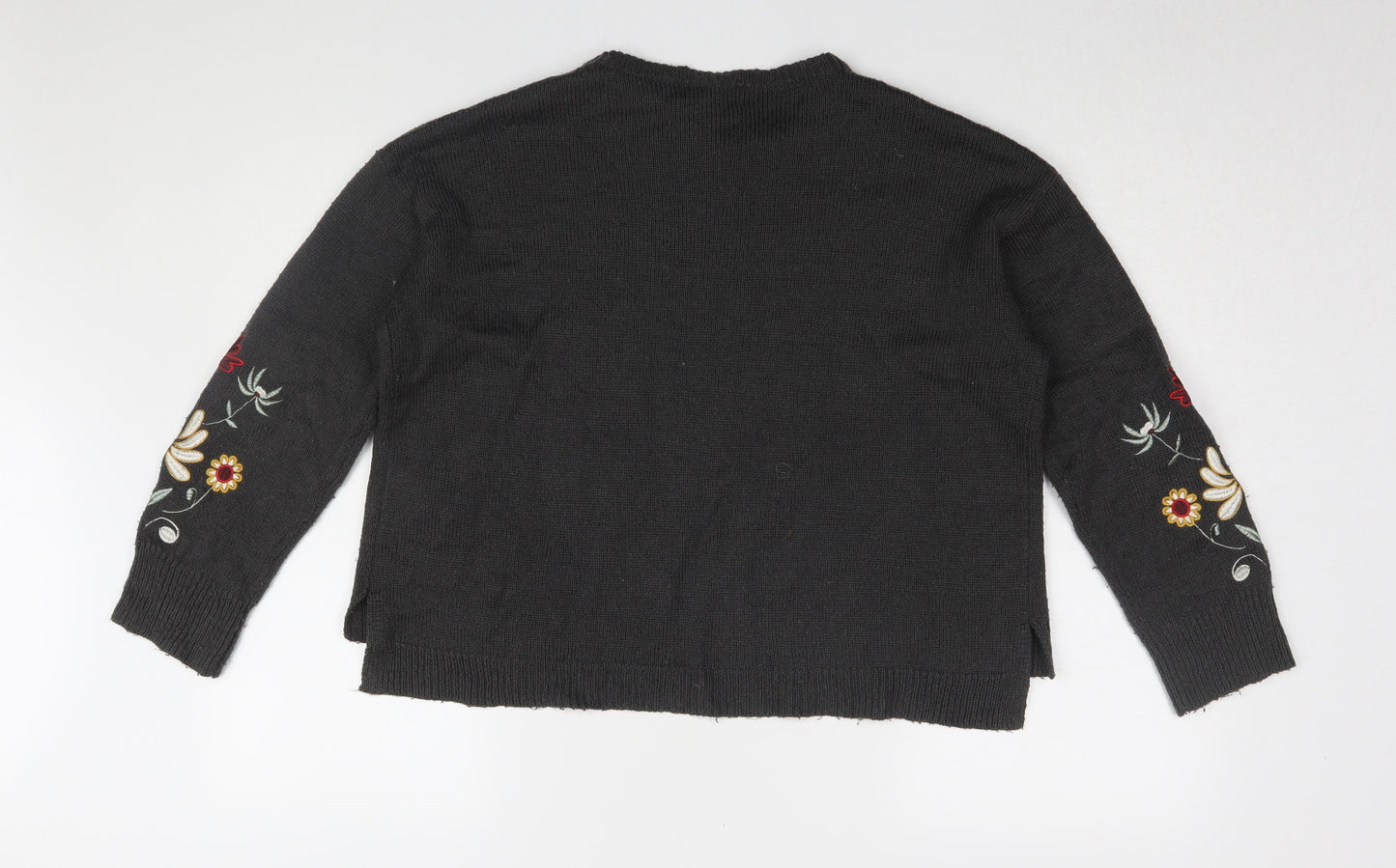 New Look Girls Black Embroidered Pullover Jumper, 14-15 Years