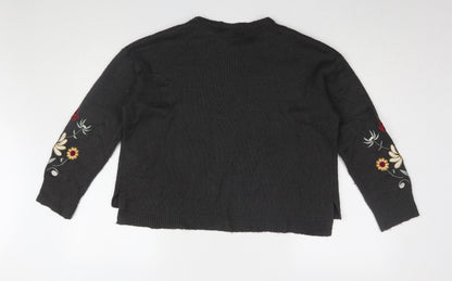 New Look Girls Black Embroidered Pullover Jumper, 14-15 Years