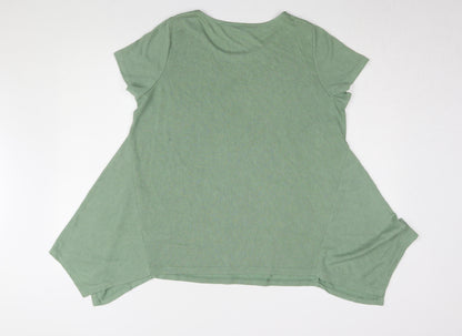 Bonmarché Women's Green Floral T-Shirt Size 14 Casual Style