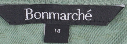 Bonmarché Women's Green Floral T-Shirt Size 14 Casual Style