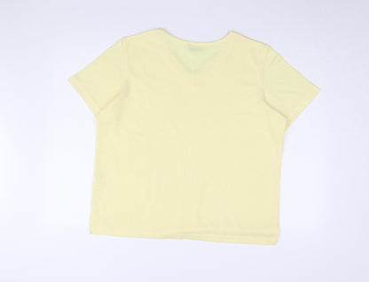 Bonmarché Women's Yellow Basic T-Shirt, Medium, V-Neck